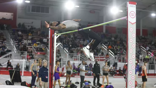 Trey Allen breaks the school record in the high jump at the Commonwealth College Opener
