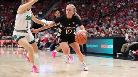 Hailey Van Lith drives vs. Notre Dame