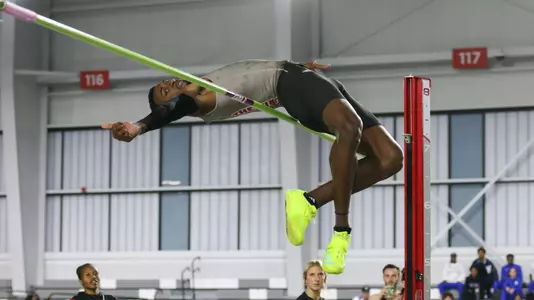 Trey Allen clears the high jump at Cardinal Classic