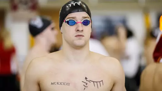 Mitchell Whyte prepares for the backstroke