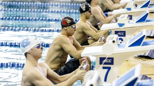 Nikos Sofianidis on the backstroke starting block