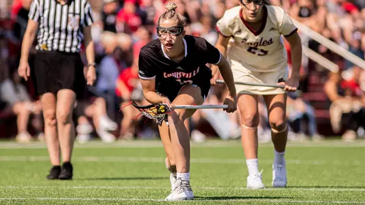 Bella Karstien lines up for a free-position against Boston College