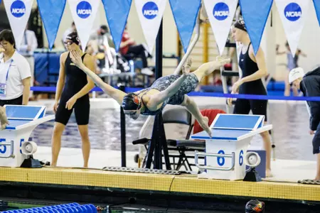 Abby Hay blasts off the blocks in the 200 IM at NCAAs