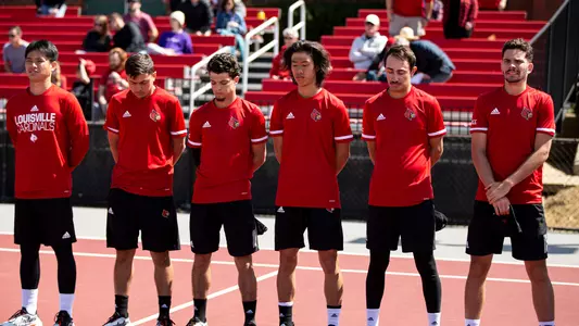 Team during the National Anthem before Wake Forest