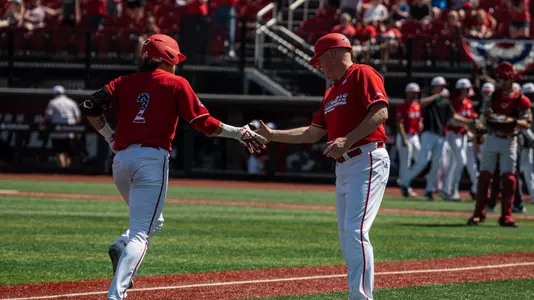 Logan Beard after a home run against NC State.