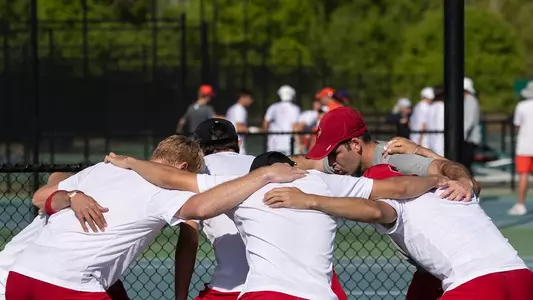 Louisville men's tennis huddle at ACC Championships