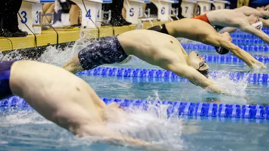 Nick Albiero blast off the blocks in the backstroke