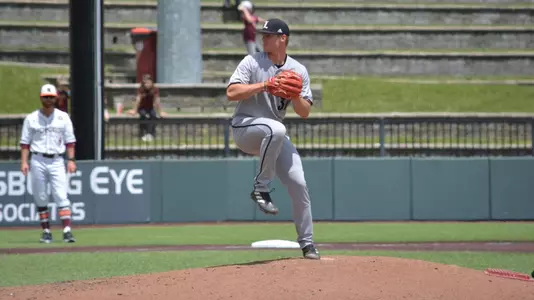 Carter Lohman pitching at Virginia Tech.
