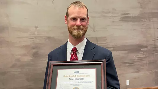 Michael Naperalsky with master strength and conditioning coach certificate