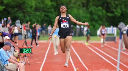 Synclair Savage competes in long jump at NCAA East Region Preliminary Round