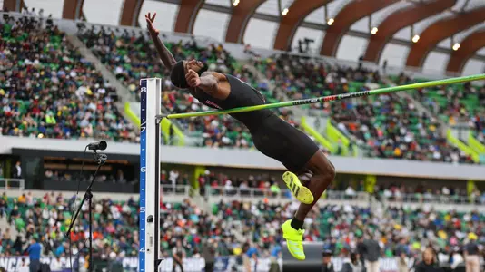 Trey Allen clears the high jump at NCAA Outdoor Championships