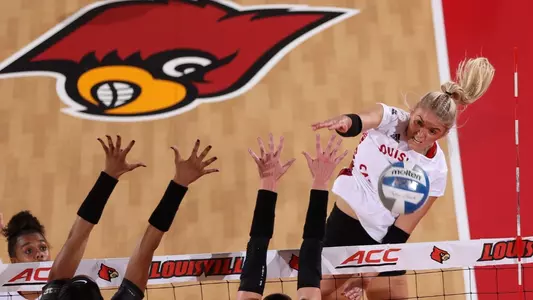 Anna DeBeer hits against the block