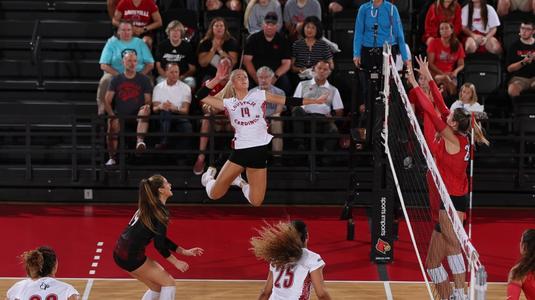Anna DeBeer hits ball against Ohio State