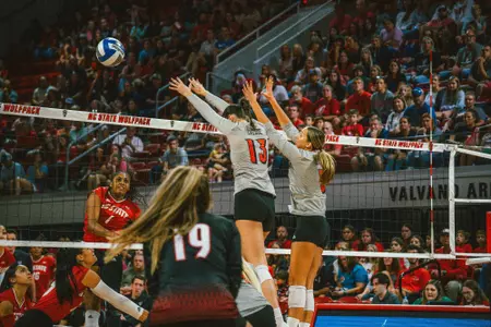 Cresse and Glock put up a block at NC State