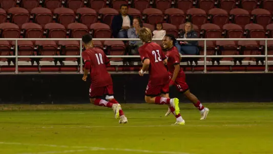 Damien Barker John after scoring a goal against Boston College.