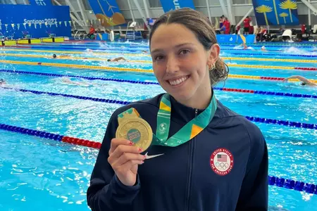 Gabi Albiero poses with her gold medal