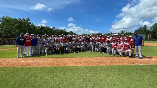 The Cardinals with the Dodgers Academy Team in the Dominican Republic.