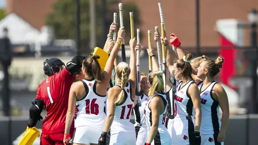 Field hockey huddle