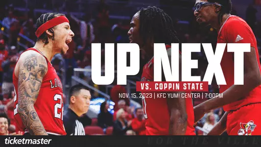 Graphic promoting Louisville men's basketball's game against Coppin State on Nov. 15.