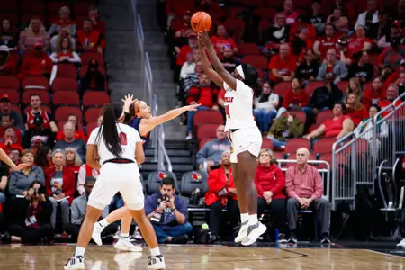 Olivia Cochran shoots the ball during the game against Bucknell at the KFC YUM Center on November 19.