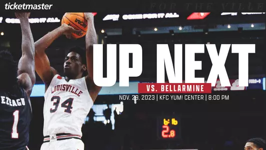 Graphic promoting Louisville Basketball's game against Bellarmine on Nov. 29.
