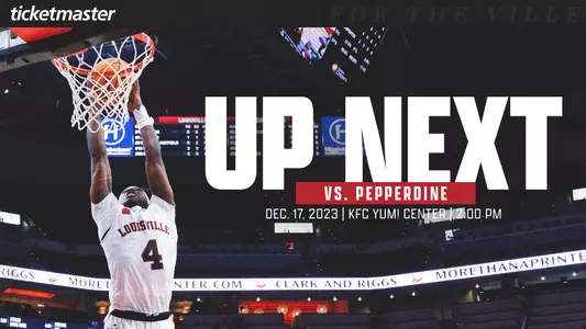 Graphic promoting Louisville Basketball's home game against Pepperdine on Sunday, December 17th.