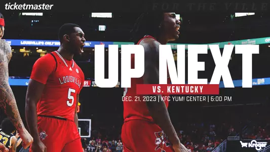 Graphic to promote Louisville Basketball's game against Kentucky on Thursday, December 21st at the KFC Yum! Center.