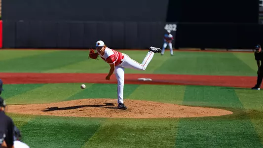 Evan Webster pitching in the fall.
