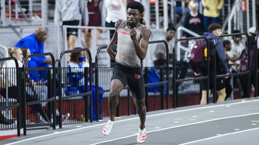 Cameron Miller runs the 300m dash at the Commonwealth College Opener