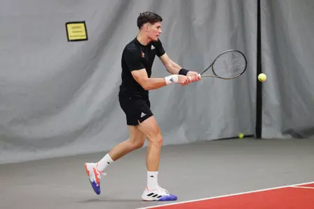 Andre' Steinbach during the game against Michigan State at the Bass-Rudd Tennis Center on February 12, 2023.