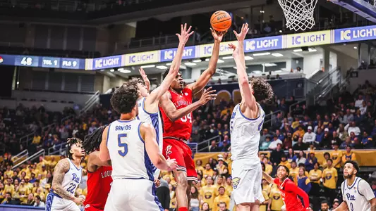 Emmanuel Okorafor take a shot at Pitt on Feb. 8, 2023.