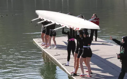V8 crew puts the boat in the water