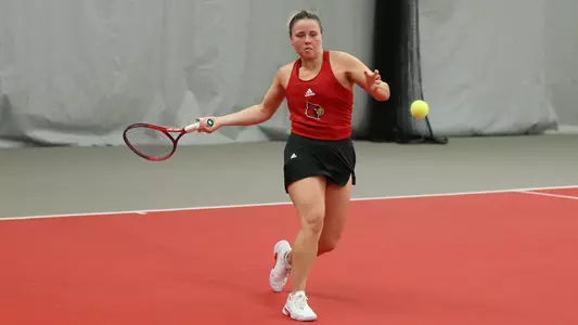 Andrea Di Palma returns the ball in the match against Wake Forest