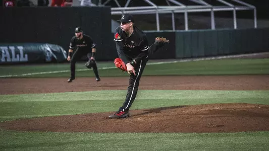 Ryan Hawks pitches at NC State.