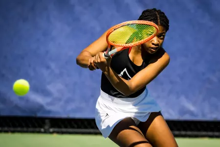 Tyra Richardson returns a serve at Duke