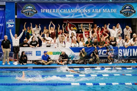 Sideline cheering for relays in the pool