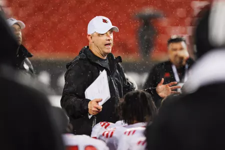Head Coach Jeff Brohm after the spring game at the L&N Stadium on April 21, 2023.