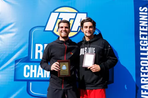 David Mizrahi with Will Mayew after placing second in doubles at the ITA Ohio Valley Regional in 2022.