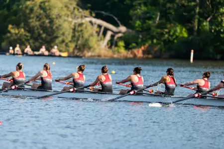 Varsity eight boat on Lake wheeler at ACCs