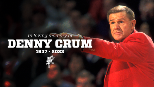 Graphic highlighting the life of Coach Denny Crum, who passed away Tuesday at age 86.