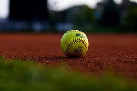 picture of a softball on home plate