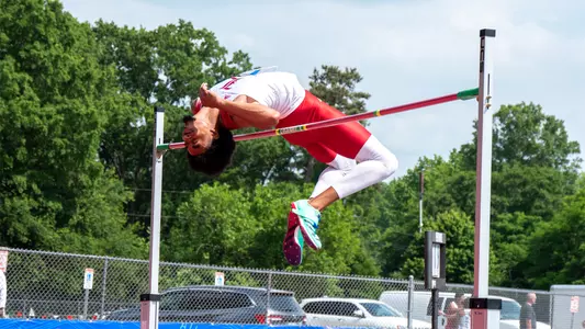 Brion Stephens competes in the high jump at the 2023 ACC Outdoor Championships
