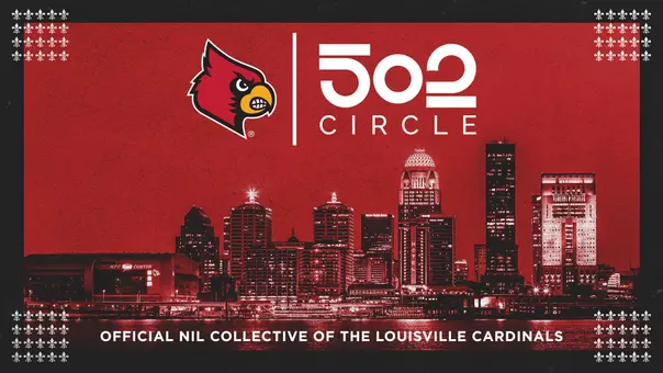 A graphic announcing 502Circle as the Official NIL Collective of the Louisville Cardinals.