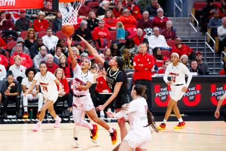 Jayda Curry goes for a layup during the game against Wake Forest at the KFC Yum! Center.