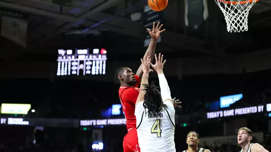 Brandon Huntley-Hatfield shoots over a defender at Wake Forest on Jan. 20, 2024.