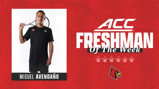 Graphic for Miguel Avendano winning ACC Freshman of the Week for men's tennis on January 23