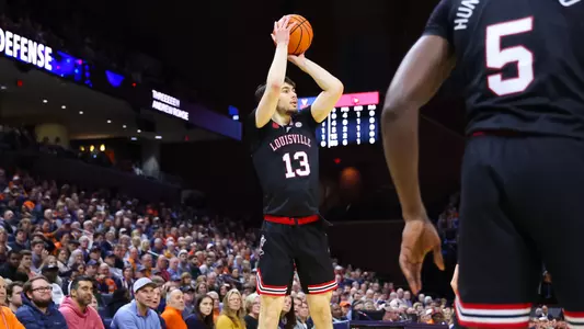Danilo Jovanovich shoots a 3-pointer against Virginia on Jan. 3, 2024.