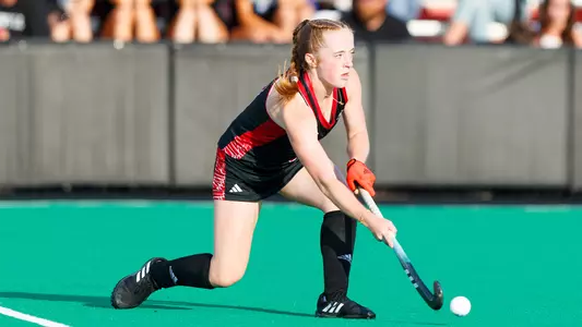 Emily Eaton with the ball against Northwestern