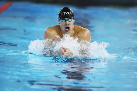 Denis Petrashov swims the breaststroke