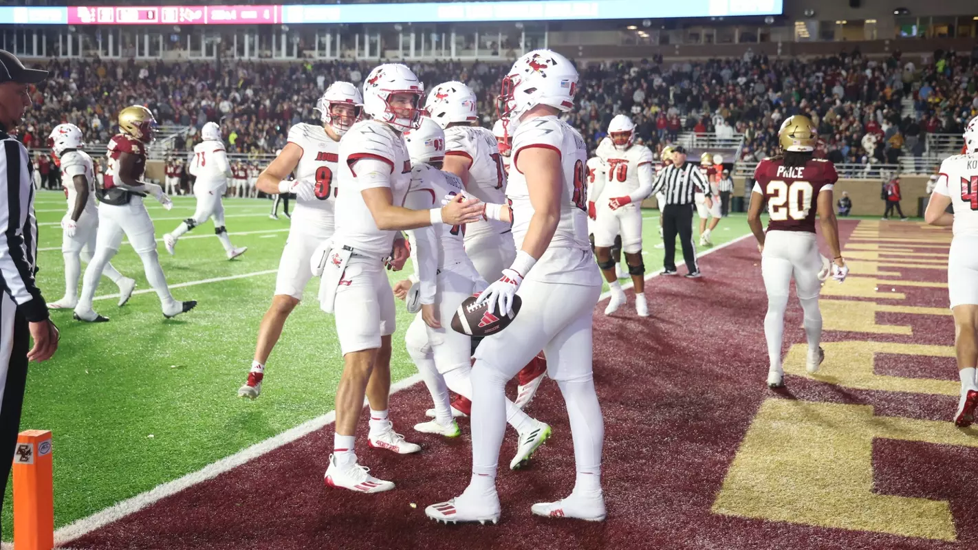Tyler Shough, Nate Kurisky celebrate a touchdown against BC